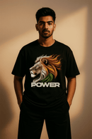 India Tricolor Power Lion Print Premium T-Shirt