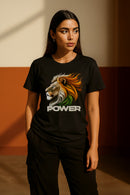 India Tricolor Power Lion Print Premium T-Shirt