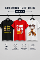 Combo of Jesus 100%, Chosen For Worship, Grace Upon Grace  Kid's Cotton Round Neck T-Shirts