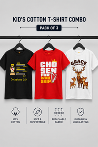 Combo of Jesus 100%, Chosen For Worship, Grace Upon Grace  Kid's Cotton Round Neck T-Shirts