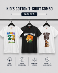 Combo of Psalm 23, Lion of Judah & Psalm 95 Kid's Cotton Round Neck T-Shirts