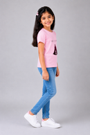 EST. 4:14 Kid's Girl Baby Pink Cotton Round Neck T-Shirt