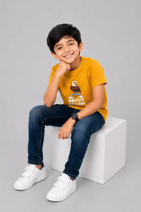 Above Strom Kid's Unisex Mustard Yellow Cotton Round Neck T-Shirt
