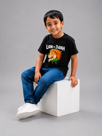 Lion Of Judah Kid's Unisex Black Cotton Round Neck T-Shirt