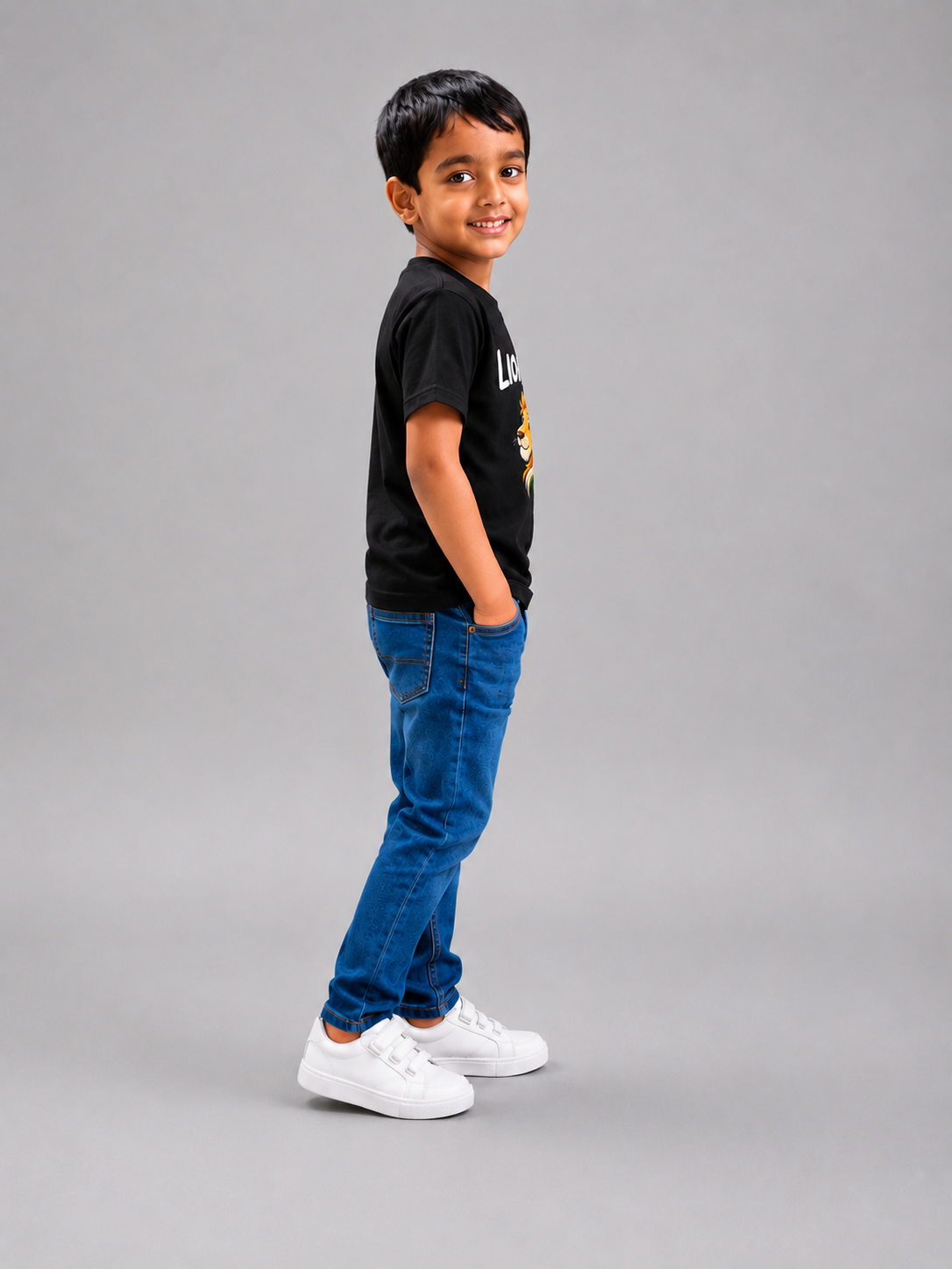 Lion Of Judah Kid's Unisex Black Cotton Round Neck T-Shirt