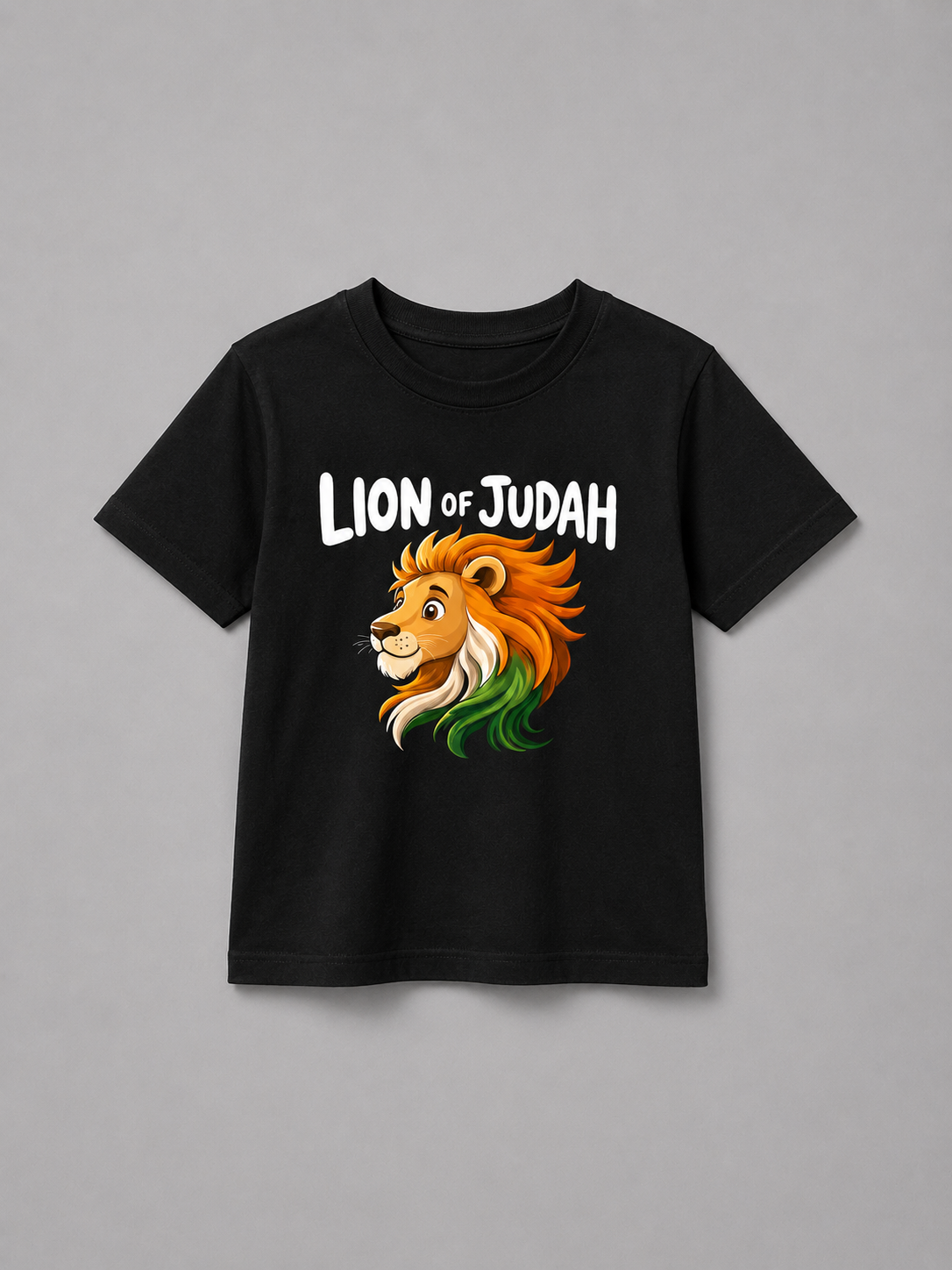 Lion Of Judah Kid's Unisex Black Cotton Round Neck T-Shirt