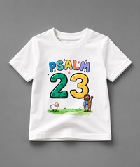 Psalm 23 Kid's Unisex White Cotton Round Neck T-Shirt