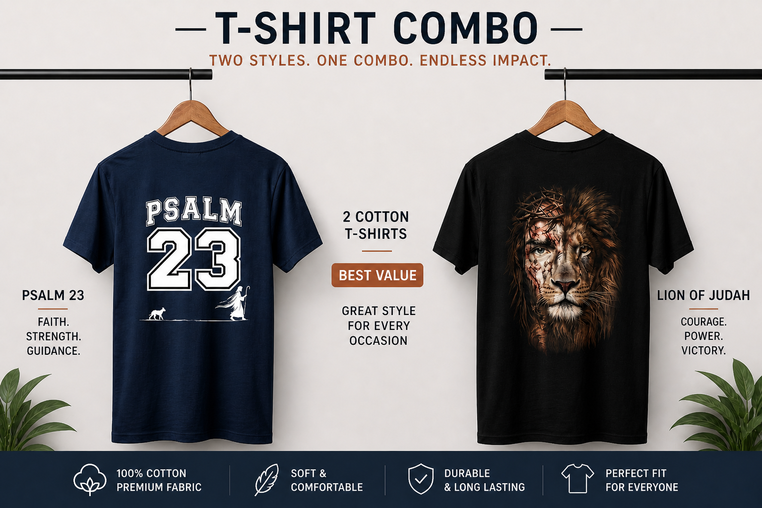 Kavod Lifestyle Psalm 23 & Maranatha Cotton T-Shirt Combo