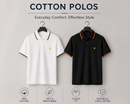 Kavod Lifestyle Men’s Cotton Polo T-Shirt Combo Pack | Black & White