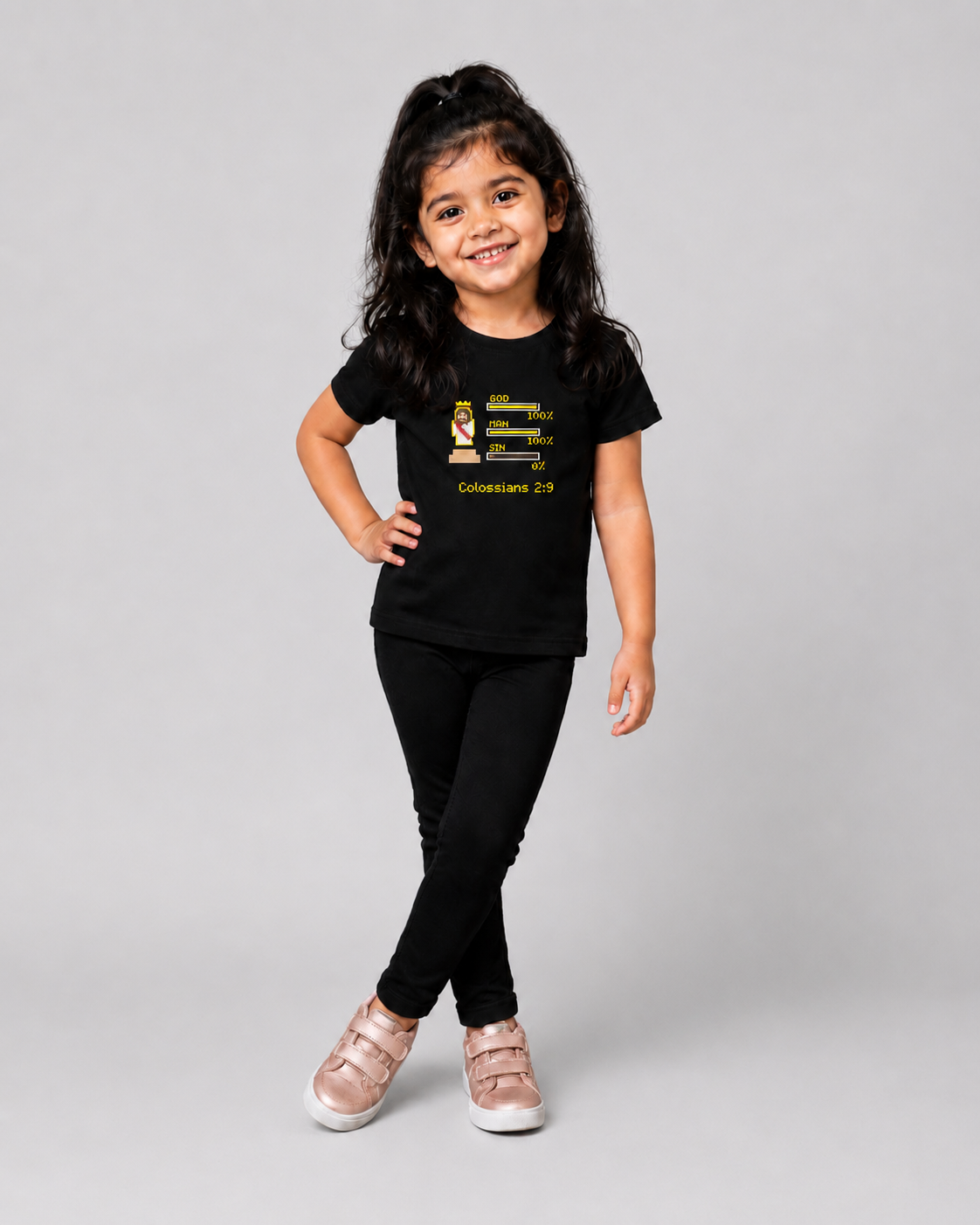 Jesus 100%  Kid's Unisex Black Cotton Round Neck T-Shirt