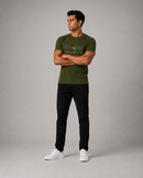 Kavod Unisex Premium Gospel Embroidery Print T-Shirt Olive Green