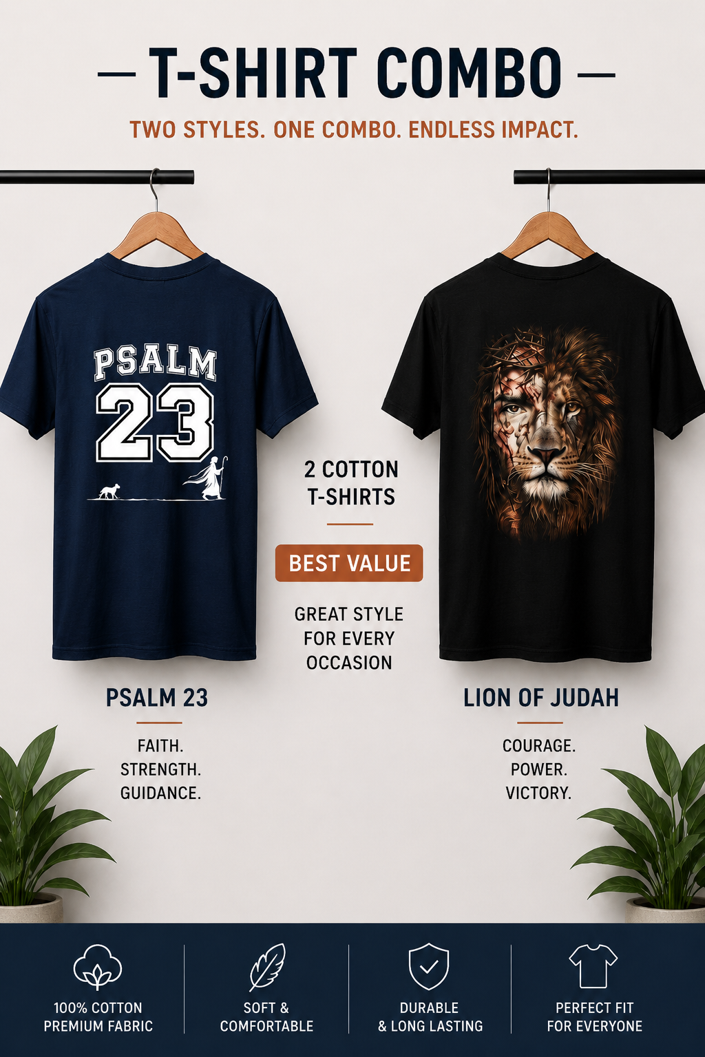 Kavod Lifestyle Psalm 23 & Maranatha Cotton T-Shirt Combo