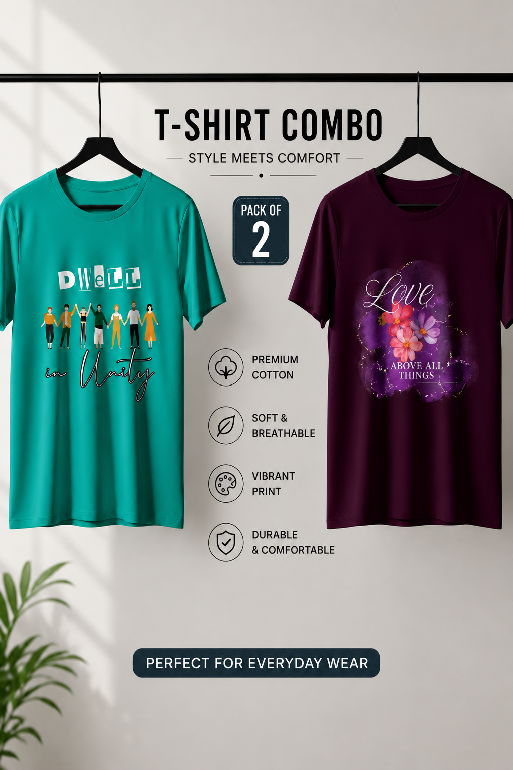 Kavod Lifestyle Love Above All Things & Dwell in Unity Premium T-Shirt Combo