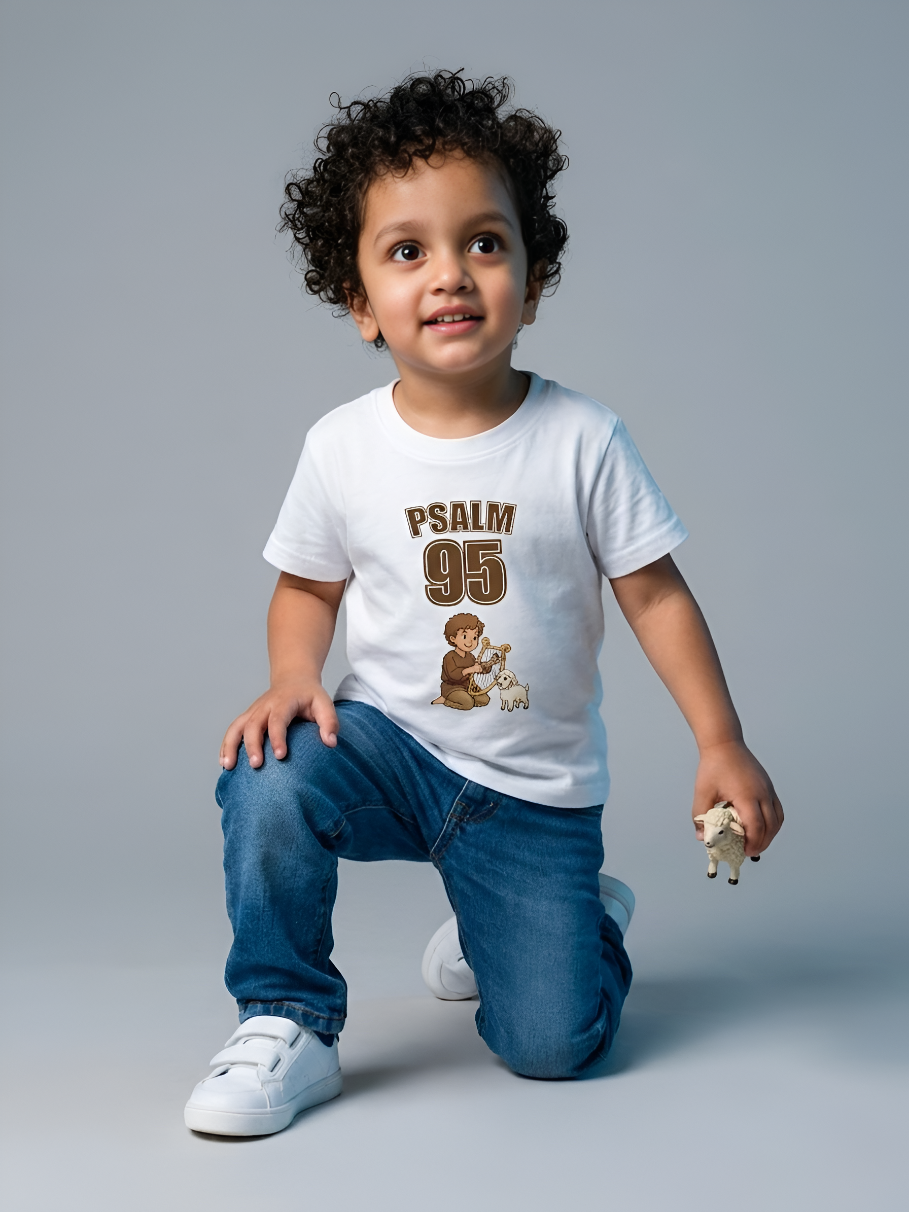 Psalm 95 Kids Unisex White Cotton Round Neck T-Shirt