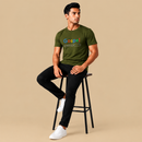 Kavod Unisex Premium Gospel Embroidery Print T-Shirt Olive Green