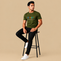 Kavod Unisex Premium Gospel Embroidery Print T-Shirt Olive Green