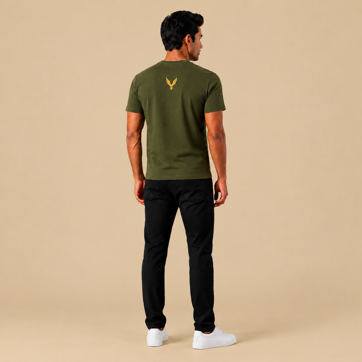 Kavod Unisex Premium Gospel Embroidery Print T-Shirt Olive Green