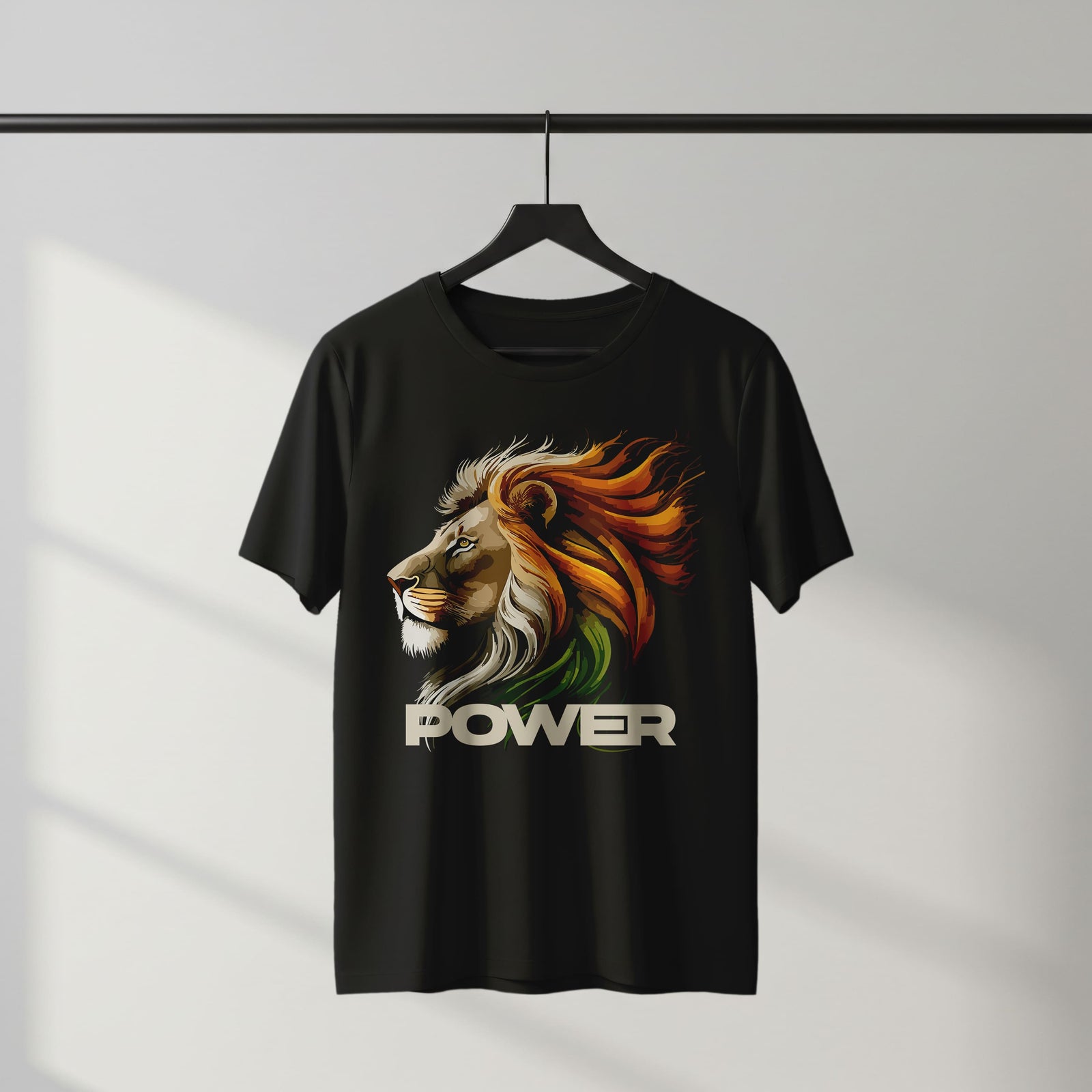 India Tricolor Power Lion Print Premium T-Shirt