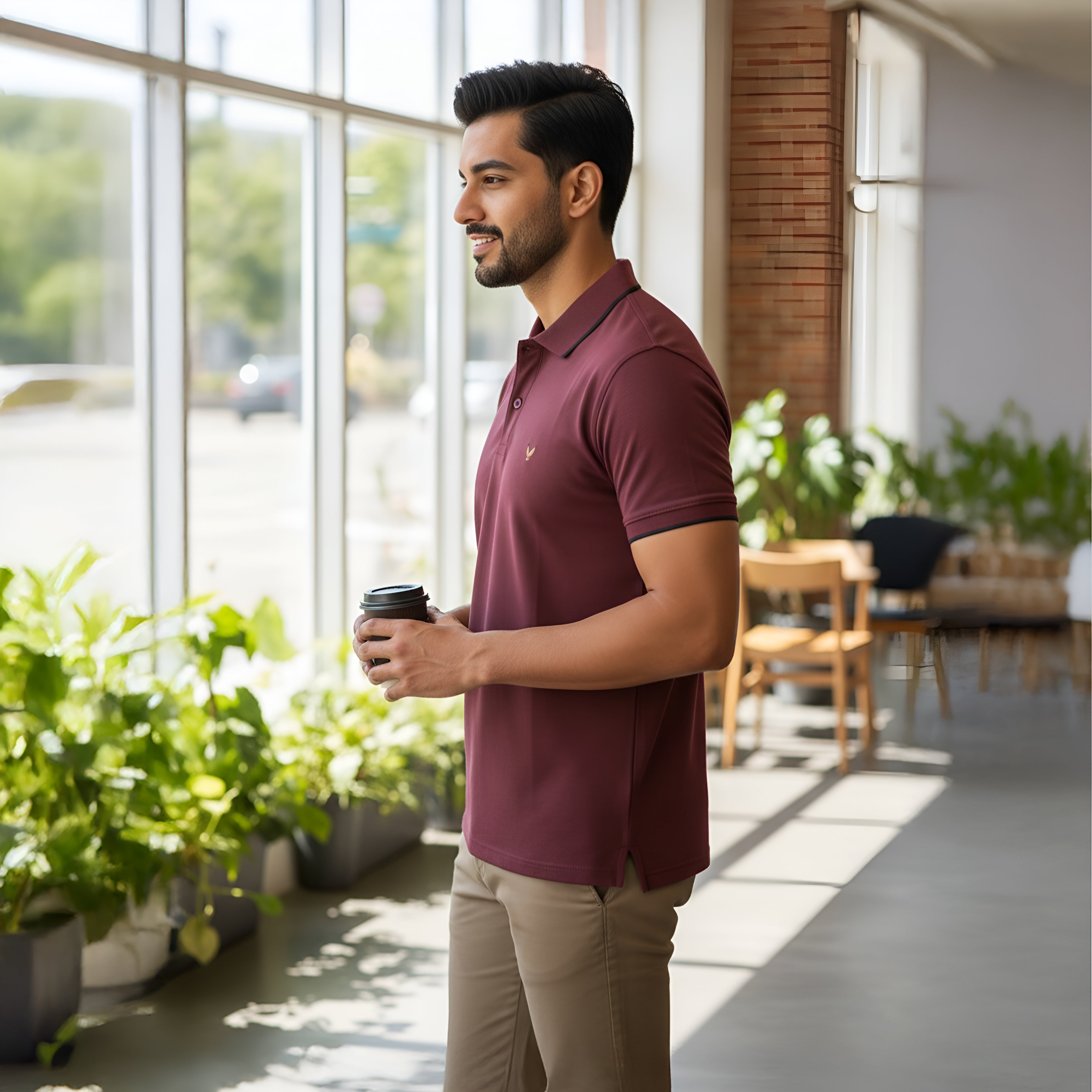 Kavod Men's Premium POLO T-SHIRT Maroon Color