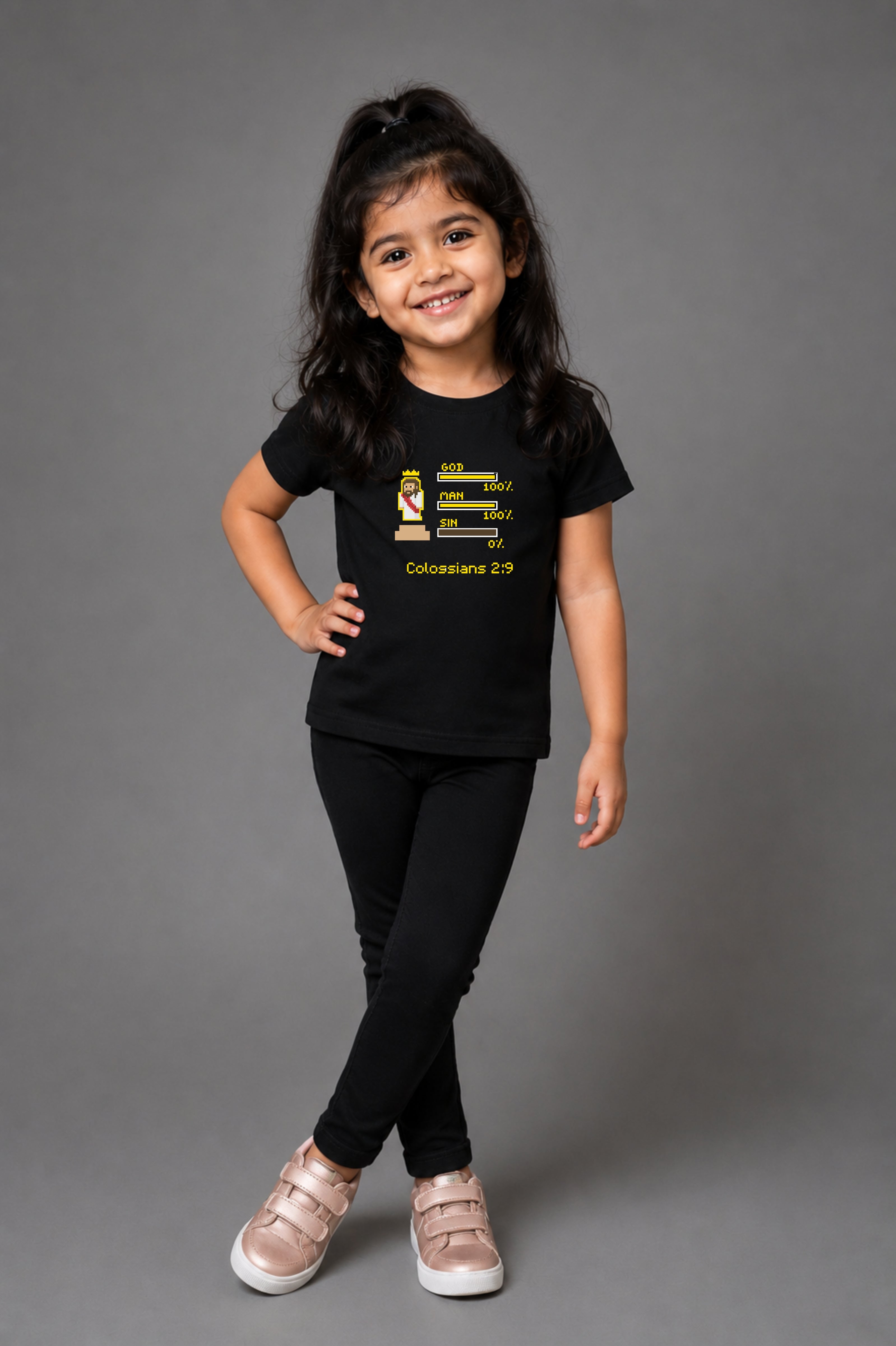 Jesus 100%  Kid's Unisex Black Cotton Round Neck T-Shirt