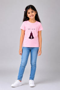 EST. 4:14 Kid's Girl Baby Pink Cotton Round Neck T-Shirt
