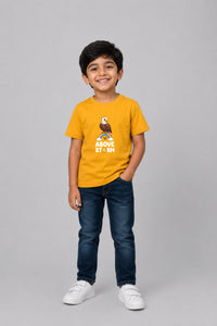 Above Strom Kid's Unisex Mustard Yellow Cotton Round Neck T-Shirt