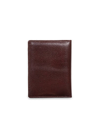 Brown leather passport holder on a white background